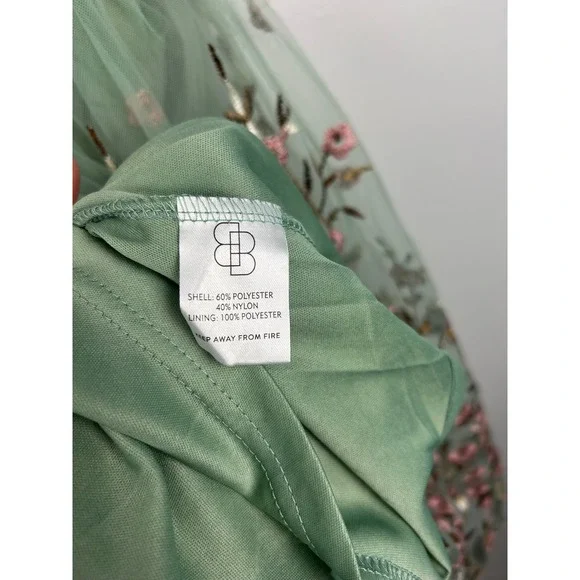 Baltic Born Duchess Tulle Lined Dress Sage Garden Sz Medium? Floral Embroidered - Picture 4 of 6